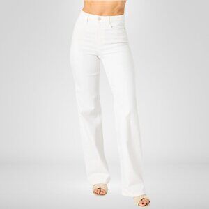 Judy Blue High Waist Wide Leg Braided Waist Band Denim White Jeans Size 0/24